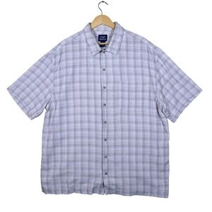 High‎ Sierra Mens Plaid Button Up Short Sleeve Shirt XL Blue White Casual